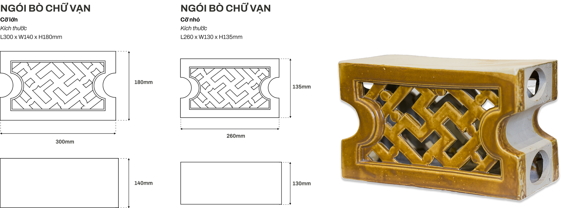 Bộ Nóc Chữ Vạn Men Xanh Lục